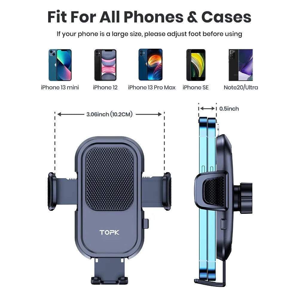 Universal Car Phone Holder Mount - Strong Suction Dashboard Stand for Smartphone Black Compact Size Eye-Catching Accessory