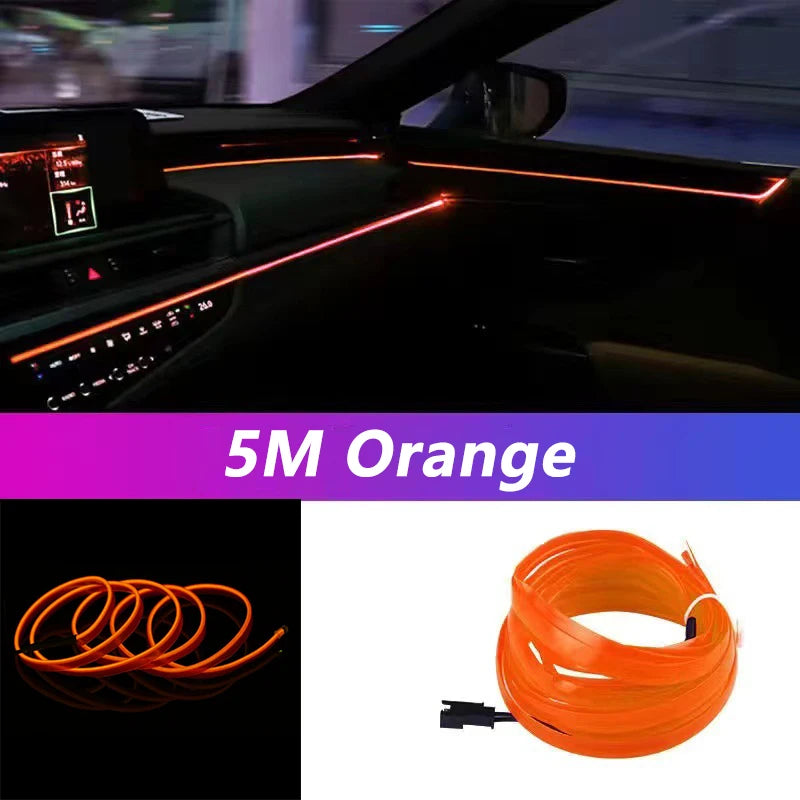 Car Interior Led Strip Light Neon EL Wiring Decorative Lamp For Auto Flexible Ambient Light USB Party Atmosphere