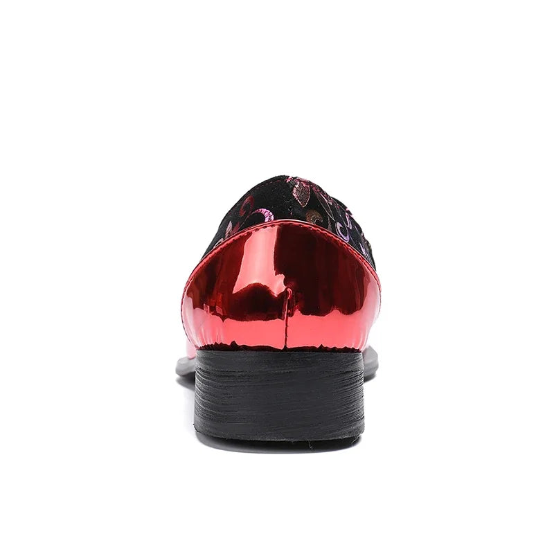 Men's Shoes Italian Style Pointed Metal Toe Leather Dress Shoes Men Slip on Oxfords Shoes for Men's Party and Wedding