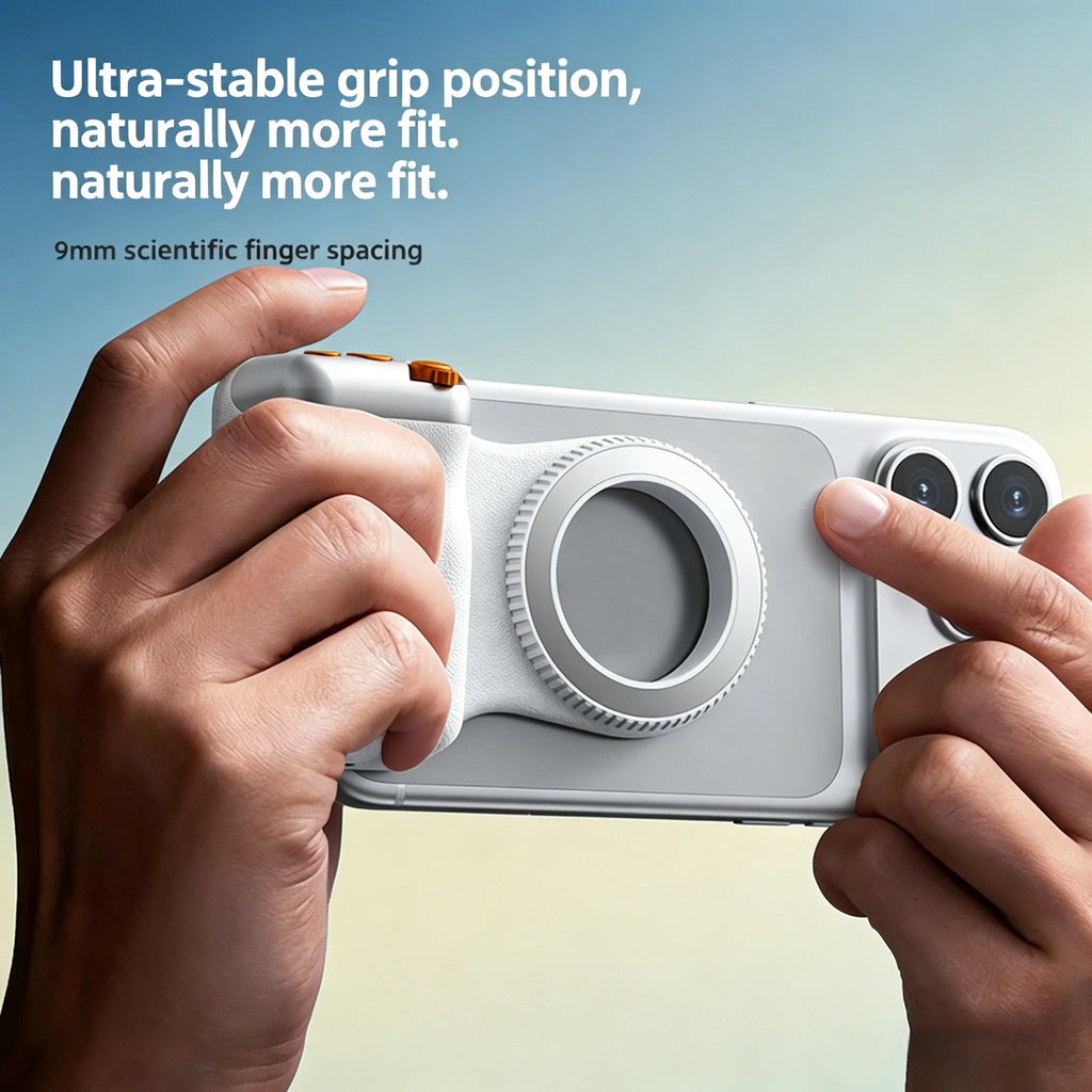 New Magnetic Camera Grip, Bluetooth Zoom Remote, Anti-Shake Handheld Stabilizer for Smartphone Photography