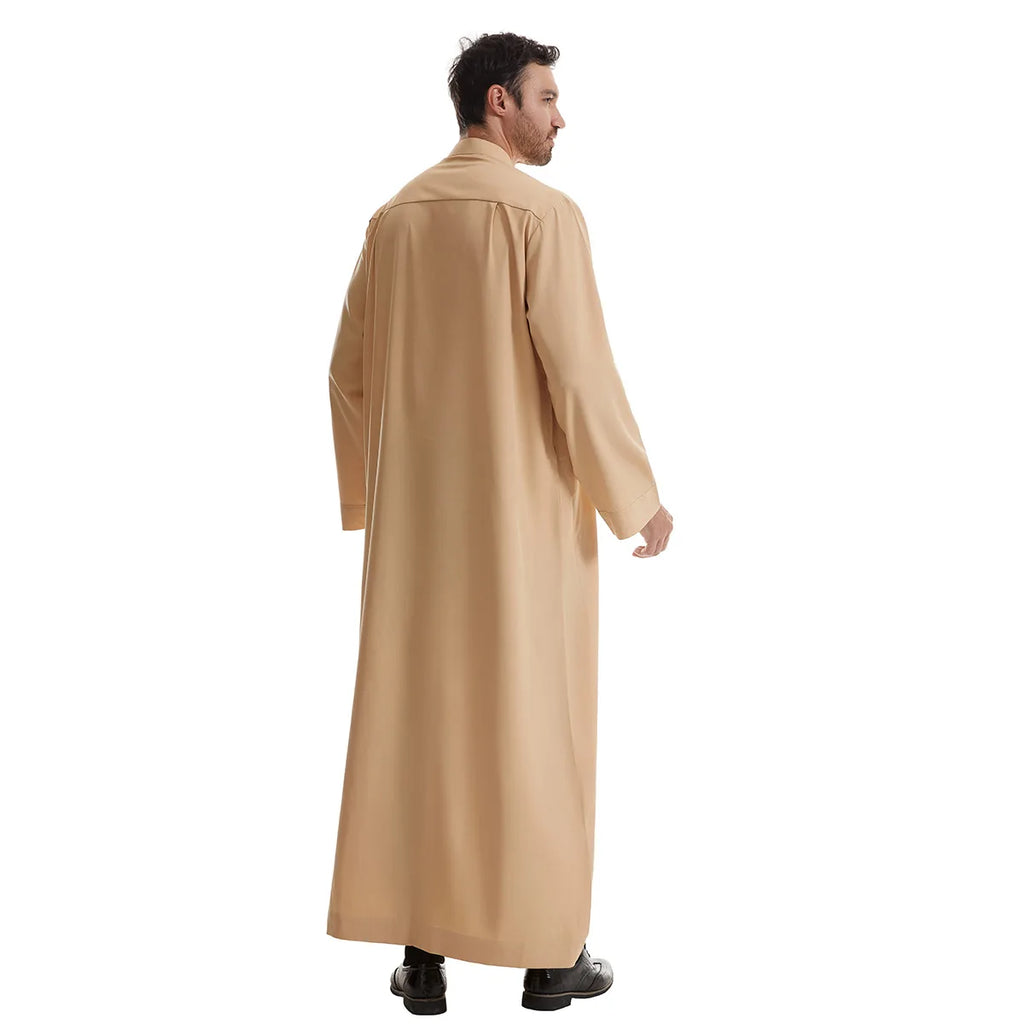Men’s Muslim Abaya Kaftan Thobe – Long Sleeve Pullover Robe