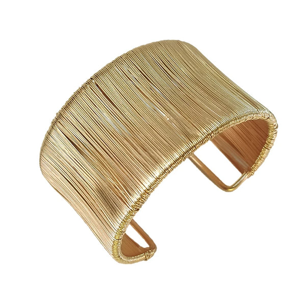 Women’s Wide Adjustable Cuff Bracelet – Gold-Tone Fashion Jewelry”