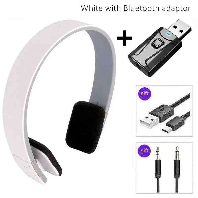 HD Noise Cancelling Sport Headphones Wireless Bluetooth Earphones with USB TV Adaptor HiFi Deep Bass Sound And Auto Pairing