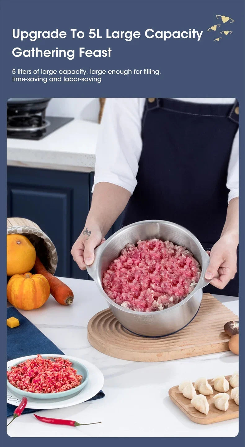 Stainless Steel Electric Meat Grinder Multifunctional Food Chopper Vegetable Slicer Processor Household Kitchen Blender