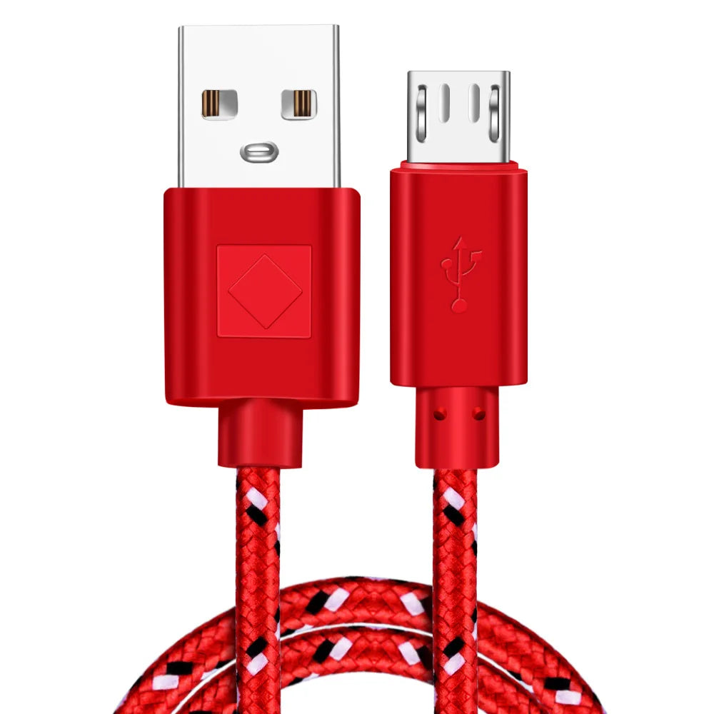 Micro USB Cable 1m 2m 3m Nylon Braided Data Sync USB Charger Cable For Samsung Huawei Xiaomi HTC Android Phone USB Micro Cables