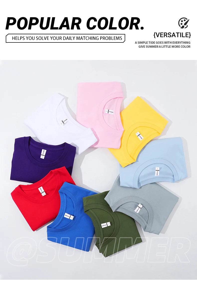 Cotton Solid Color T-Shirts Men Woman Short Sleeve Fashion Brand Trend Casual Soft Clothing Tees Breathable Summer Tops