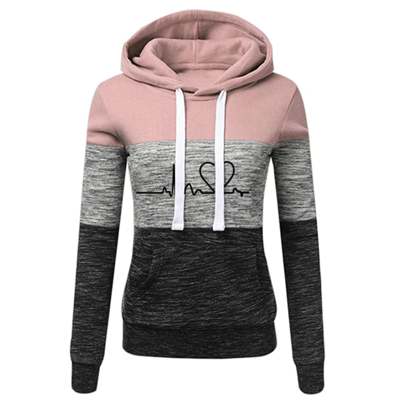 Women Tracksuit Printing Hooded Sweatshirt Sweat pant Color Block Versatile Casual Jogging Pullovers Sport Trousers Outfits