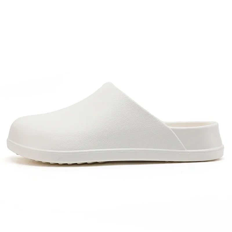 Mens Kitchen Chef Shoes Waterproof Garden Clogs Closed Toe Half Shoes Rubber Slippers Restaurant Hotel Working Summer Beach