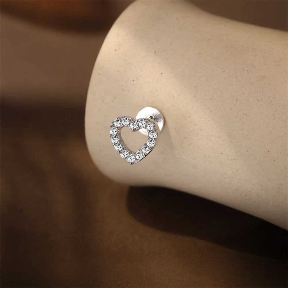 CANNER 1PC Flower Moissanite 925 Sterling Silver Piercing Ear Stud For Women Love Eight-pointed star Stud Earrings Fine Jewelry
