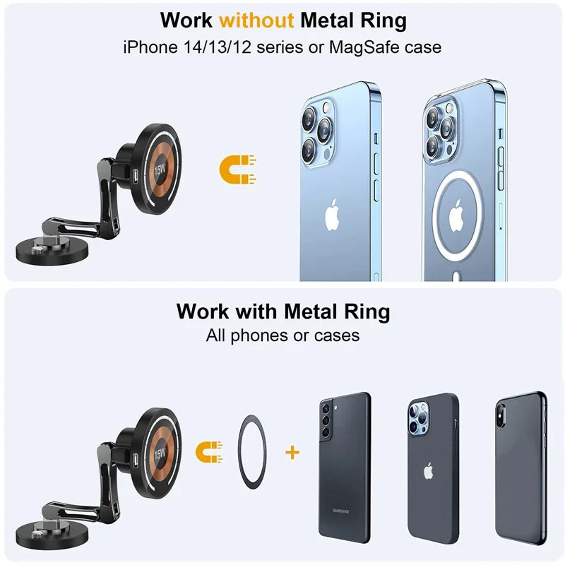 Magnetic Phone Holder with Adjustable Stand – Wireless and Non-Wireless Options