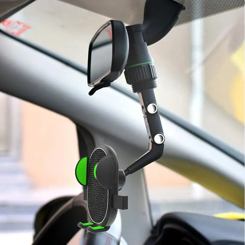 Universal Clip Cellphone Holder 360° Rotatable Car Rearview Mirror Phone Mount for All Smartphones