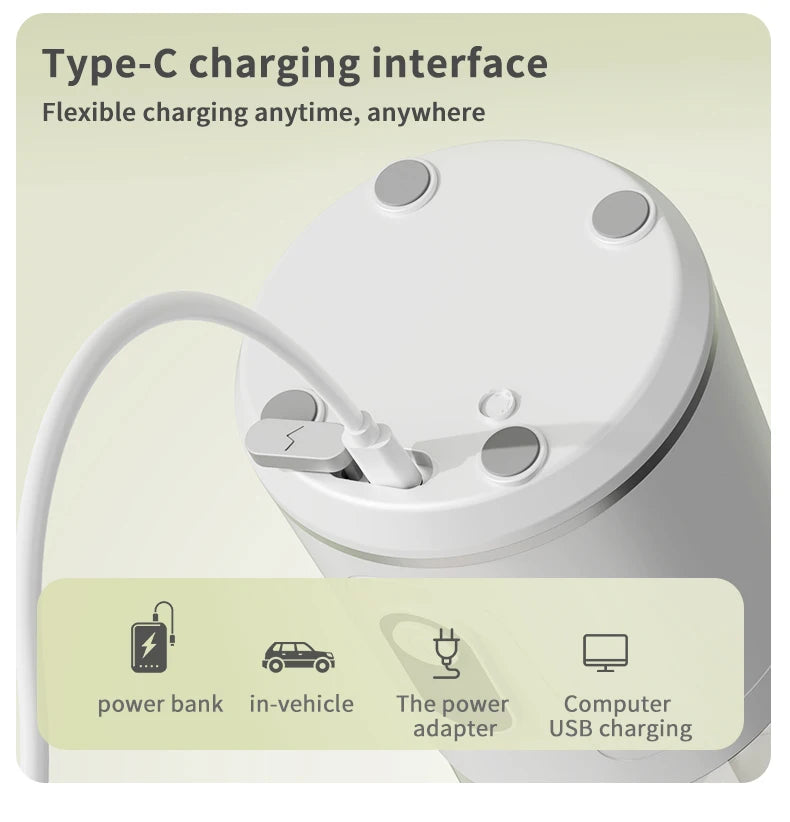 Portable Blender 600ML Electric Juicer Rechargeable 4000mAh USB Fruit Mixer Personal Smoothie Maker Outdoor Fresh Fruit Blender