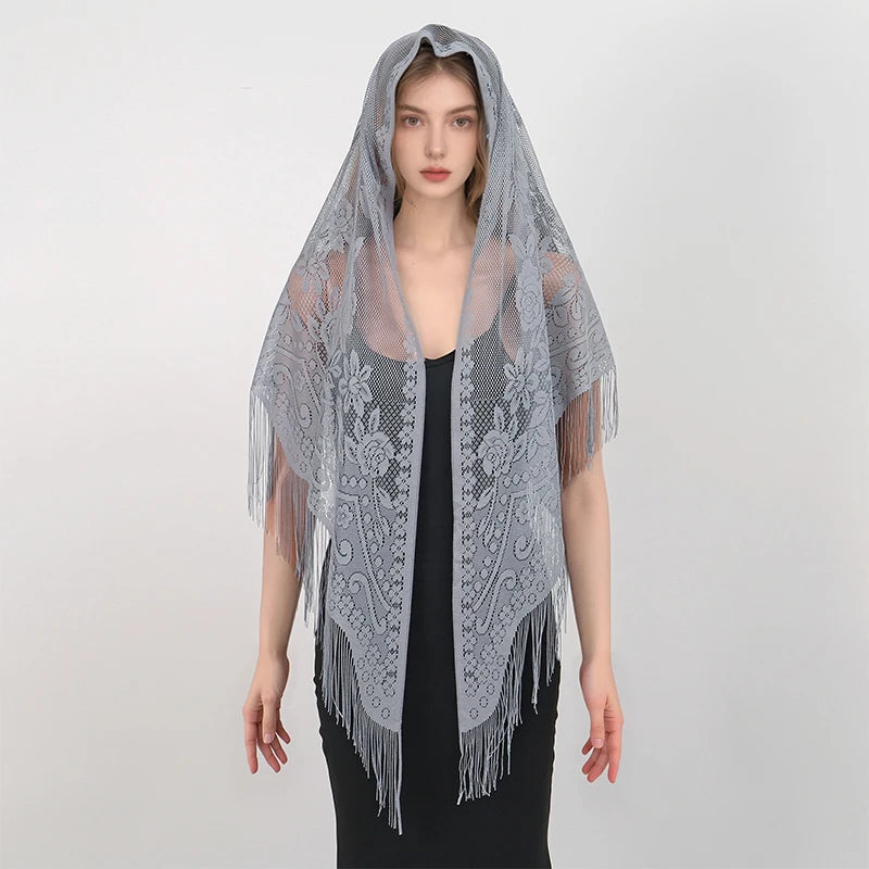 New Embroidery Lace Scarf Shawl Floral Triangular Veil Shawl For Women Party Scarf Wedding Poncho Stoles Ladies Headband Wraps