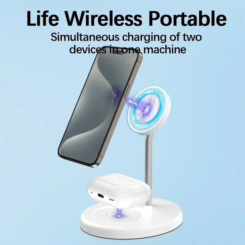 Upgraded 30W Magnetic 2 in 1 Wireless Charger Stand For iPhone 15 14 13 12 Pro Max AirPod Pro Fast Phone Charging Station Holder