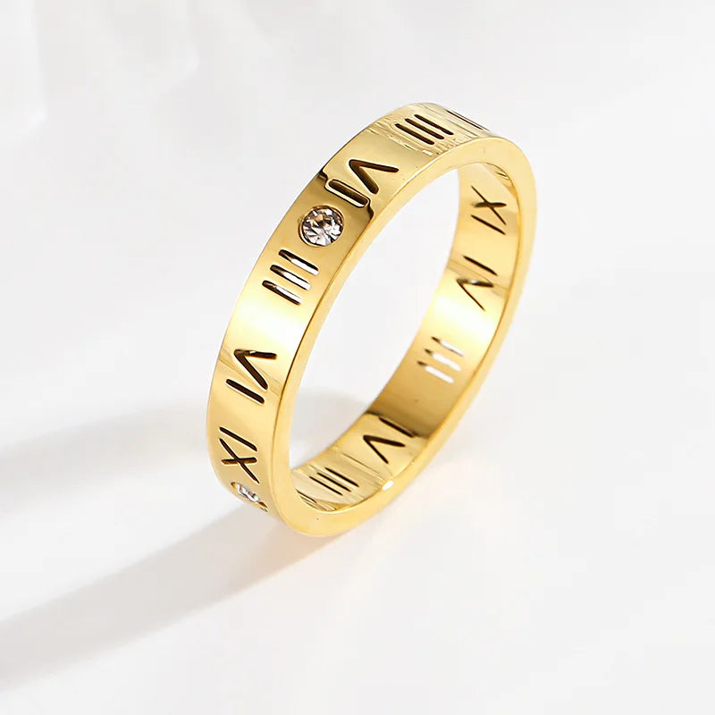 Roman Numeral Stainless Steel Ring – Unisex Fashion Band
