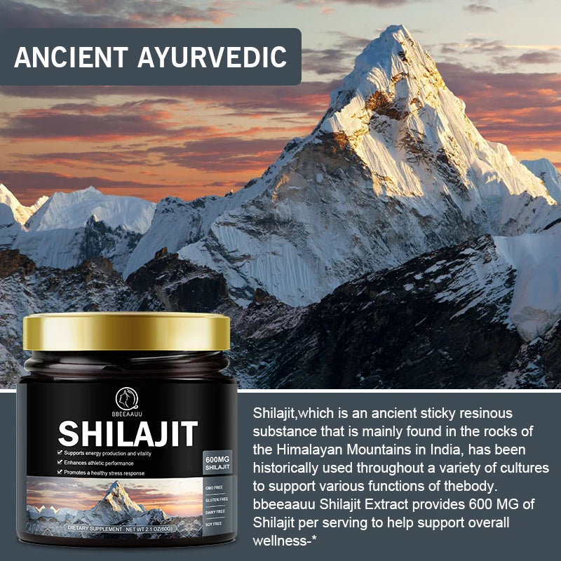 Pure Shilajit Resin Original Mineral Health Supplement Non-GMO Brain Memory Cognitive Energy Health