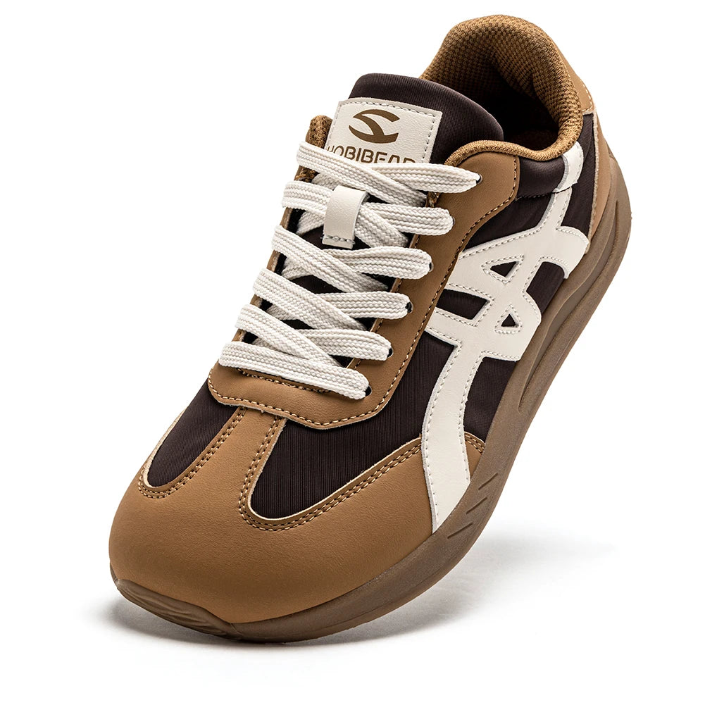 HOBIBEAR Barefoot Shoes Unisex Wide Width Artificial Leather Sneakers Classic Retro Minimalist Walking Shoes