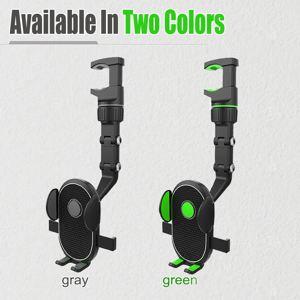 Universal Clip Cellphone Holder 360° Rotatable Car Rearview Mirror Phone Mount for All Smartphones