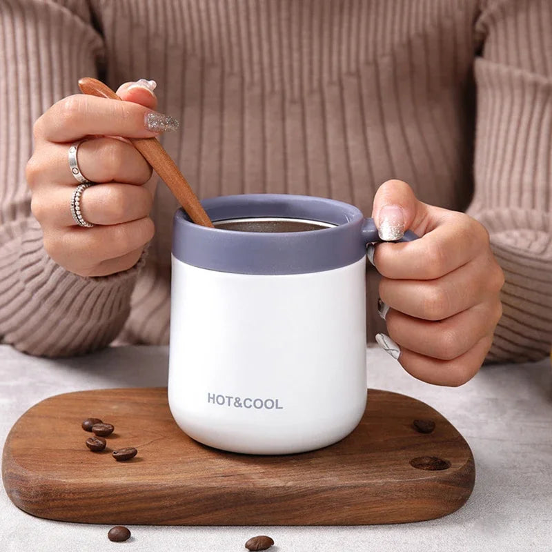 Portable Thermal Water Bottle 350ml Thermos Mug 304 Stainless Steel Coffee Cup with Handle Leak-Proof Vacuum Flask Insulated Cup