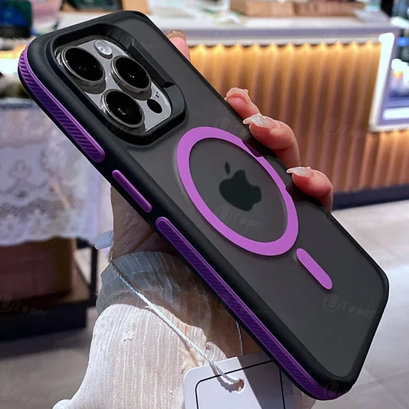 New Bicolor Matte Frosted Magnetic Phone Case For iPhone 17 16 15 14 Plus 13 12 11 Pro Max Translucent Shockproof Hard Cover