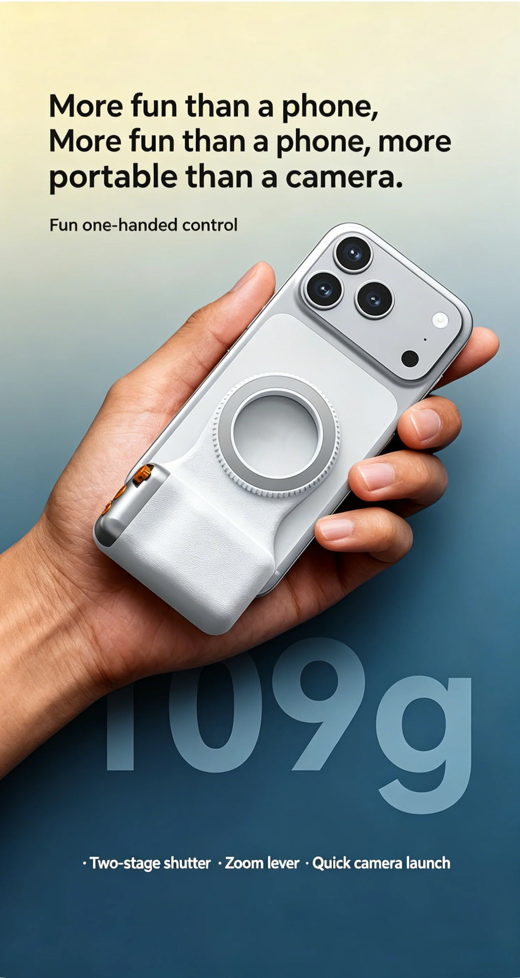 New Magnetic Camera Grip, Bluetooth Zoom Remote, Anti-Shake Handheld Stabilizer for Smartphone Photography