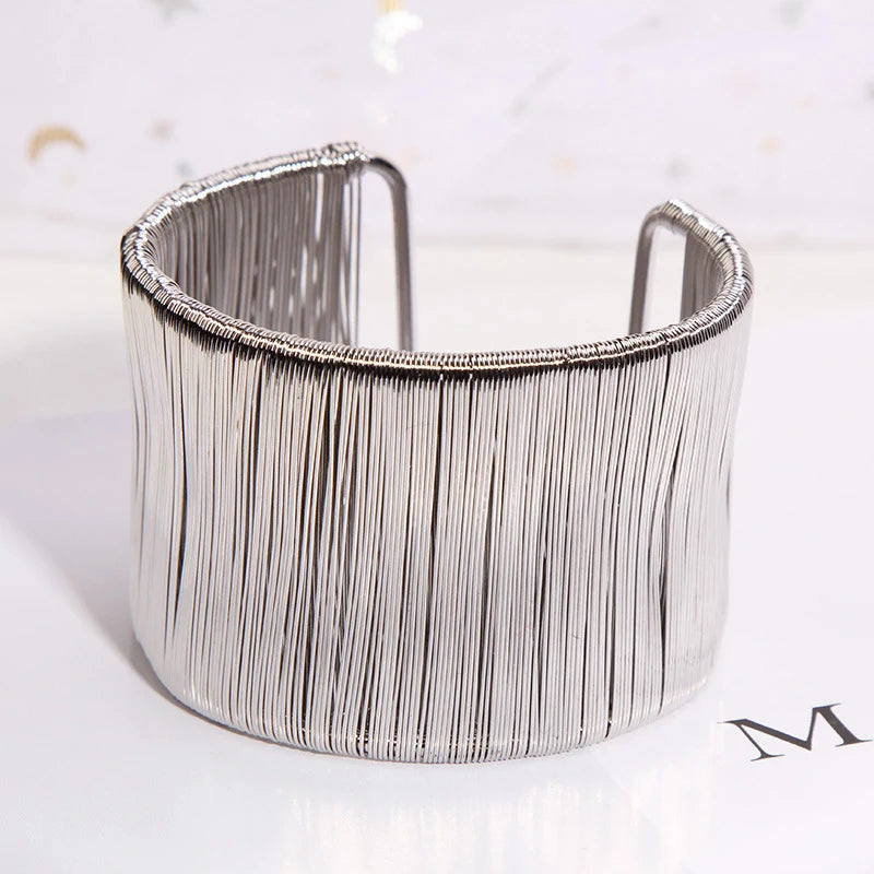 Women’s Wide Adjustable Cuff Bracelet – Gold-Tone Fashion Jewelry”