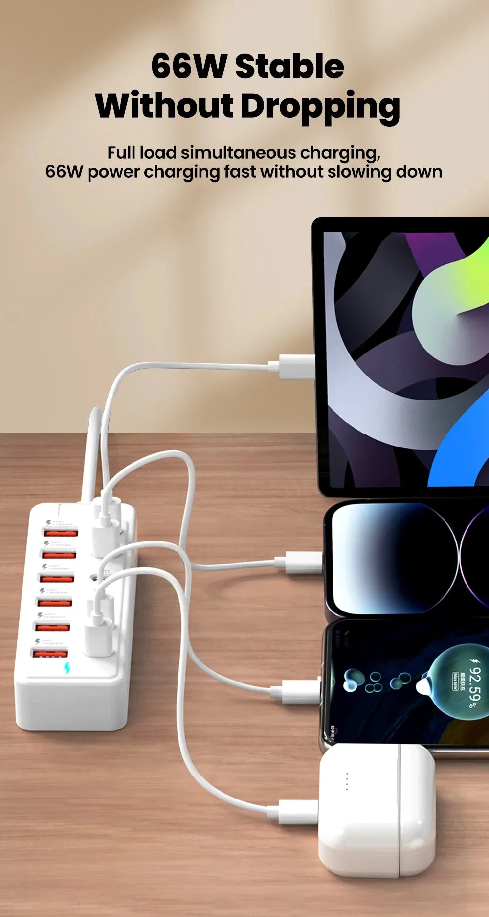 USB Type C Charger 12 in 1 USB HUB Adapter Socket Fast Charging Power Strip Desktop Charging Station For iPhone Samsung