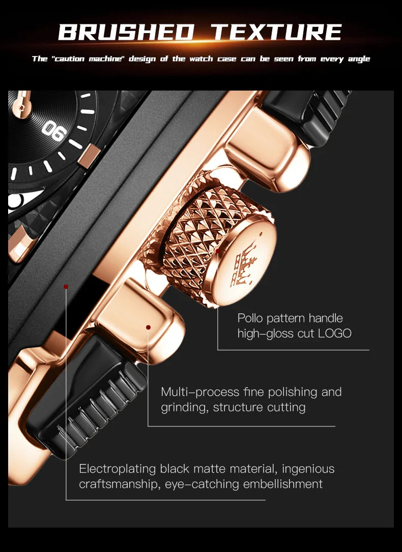 Men’s Square Dial Leather Strap Watch