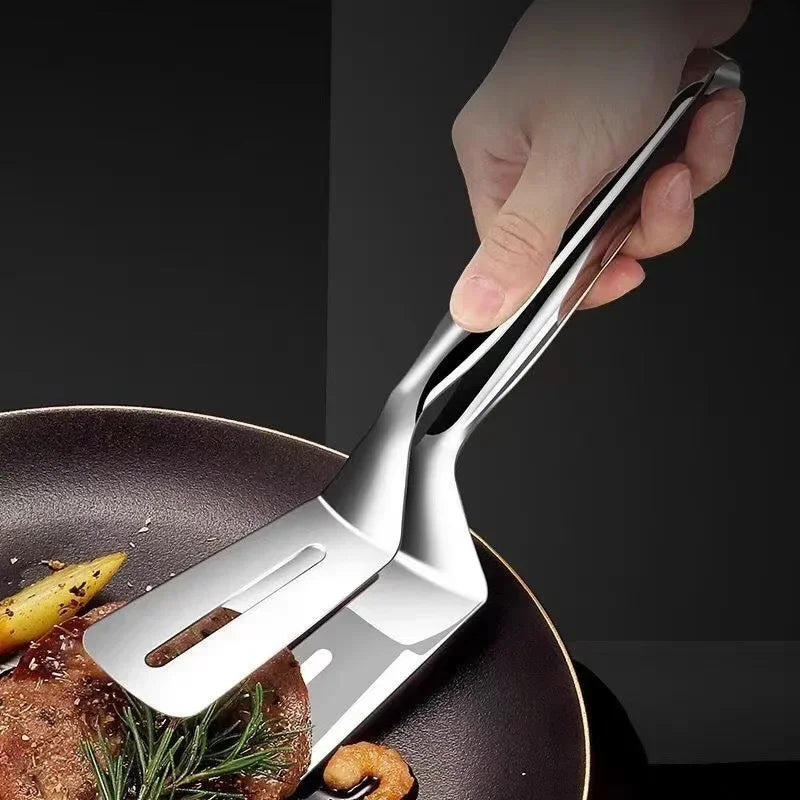 Stainless Steel Kitchen Tongs – Multipurpose Gripper, Flipper & Scraper