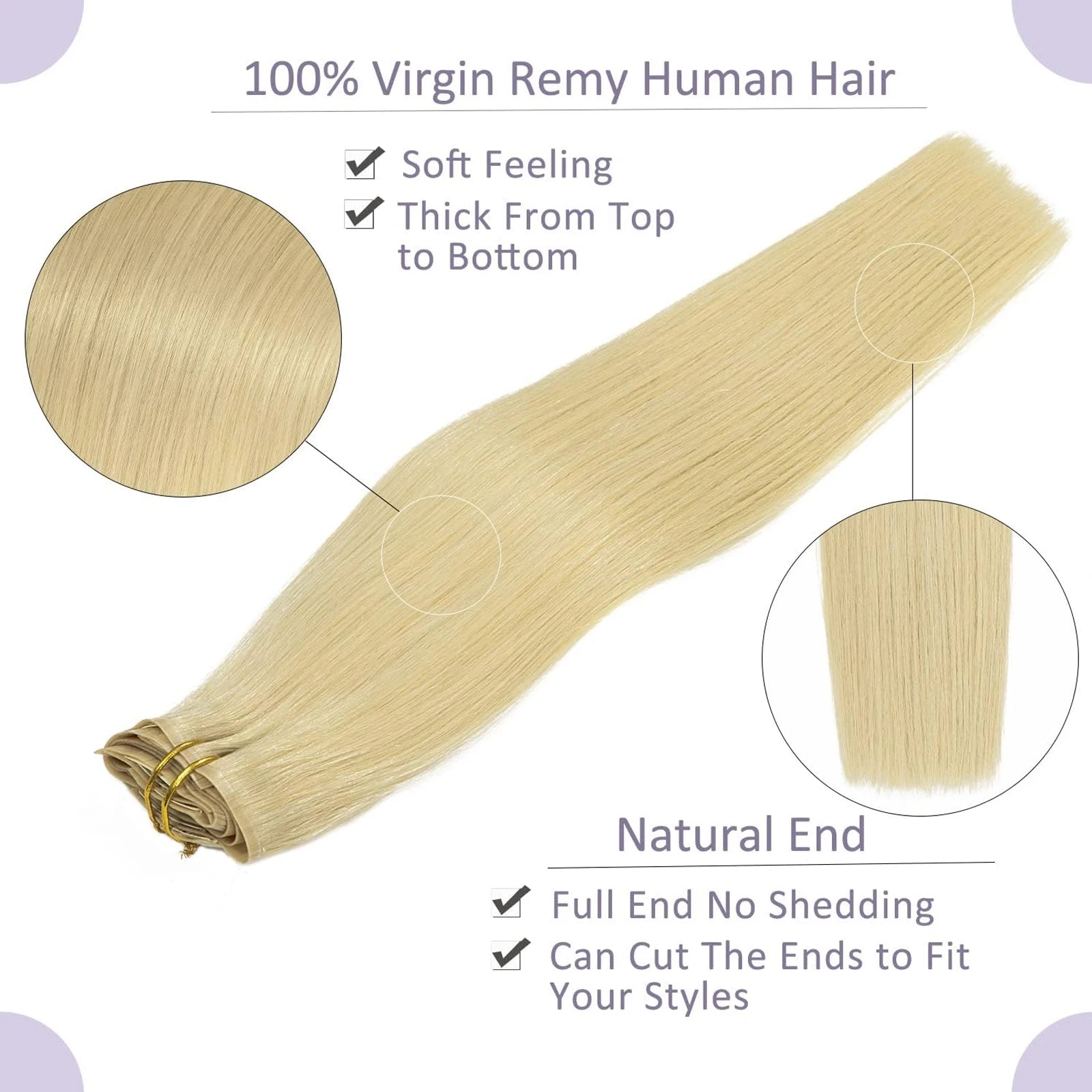 16 18 Inch Clip In Hair Extensions Real Human Hair Colored 613 Honey Blonde Clip Ins With Bangs Double Weft Invisible Hair Extension On Sale
