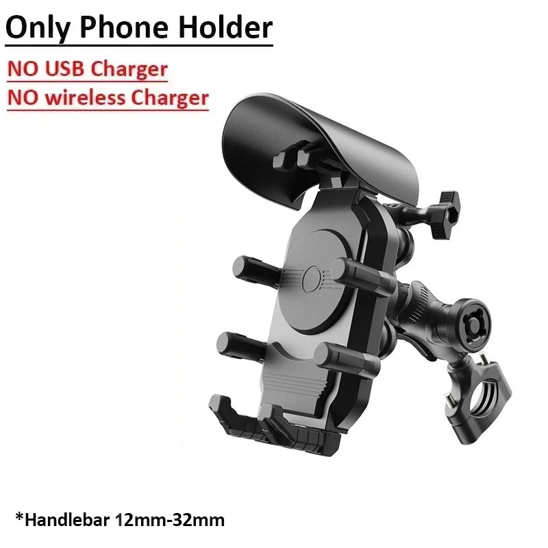 Motorcycle Phone Holder 15W Wireless Charger & 18W USB 30W Type C Fast Charging Motorbike Bicycle Bike Scooter Stand
