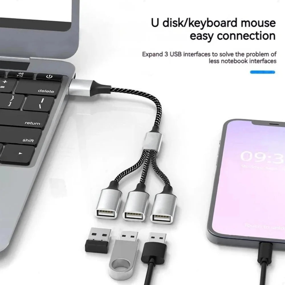 3/4 Ports OTG Multiple Expander Charging Docking USB Cable Splitter HUB Extentions Phone Charger Power Adapter for PC Computer