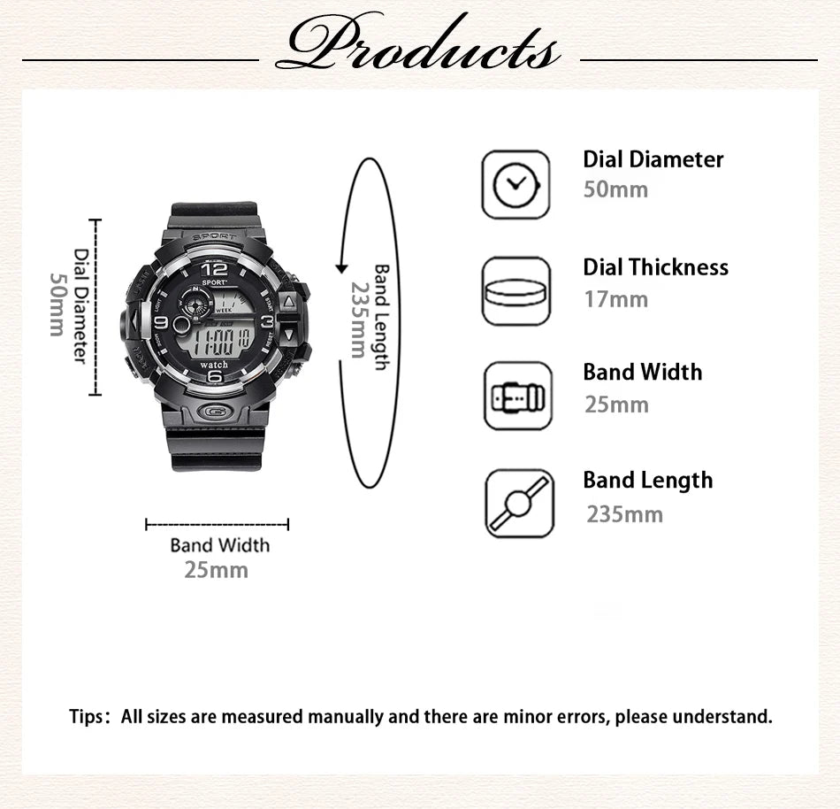 Men’s Digital Sports Watch with LED Display