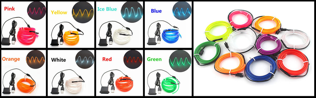Car Interior Led Strip Light Neon EL Wiring Decorative Lamp For Auto Flexible Ambient Light USB Party Atmosphere