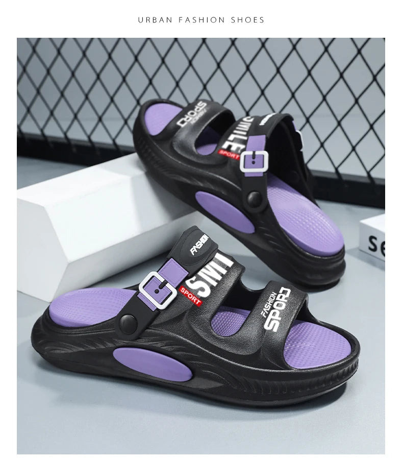 Fashion Trend Men's Shoes Flat Men's Sandals Summer 2025 Thick Soles Soft Comfortable Non-slip Beach Sandals Outdoor Slippers