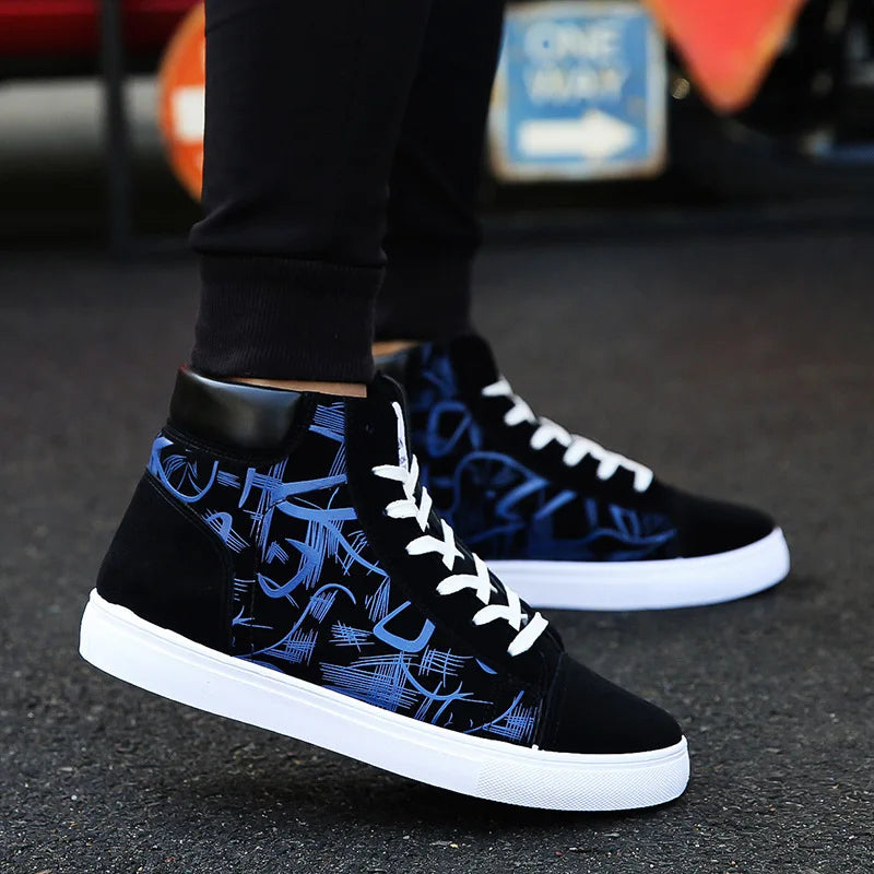 High Top Canvas Shoes for Men Fashion Platform Sneakers  Spring Winter Male Casual Vulcanized Shoes Student Tenis Masculino