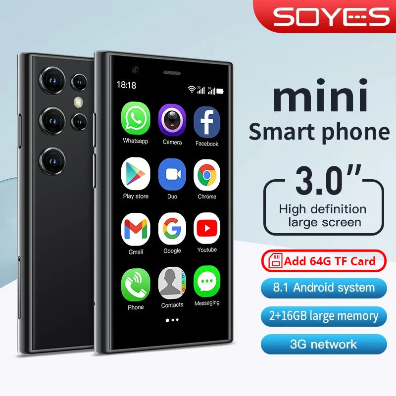 Mini Smartphones Android 8.1 Dual SIM 3.0'' HD 1000mAh Battery WIFI Bluetooth 3G Small Mobile Phone
