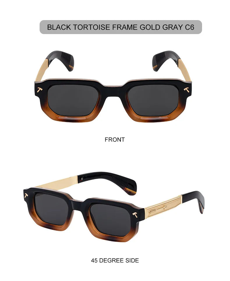 Men's Luxury Square Sunglasses UV400 Driving Eyewear Classic Casual Fashion Shades for Adults Alloy Frame