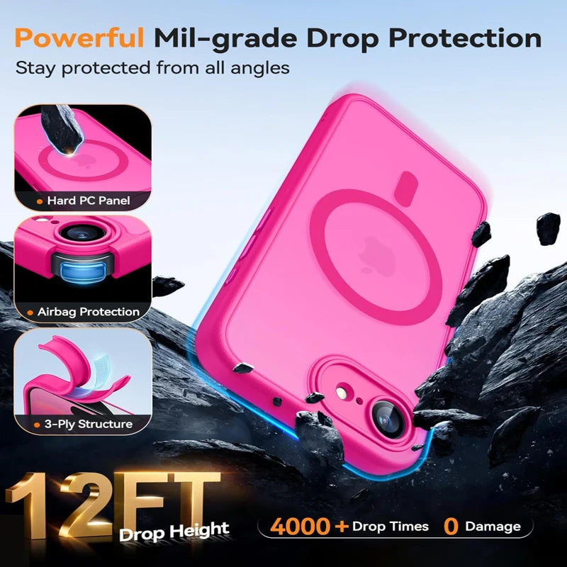 Luxury Matte Hard Case For iPhone 17E 16E 17 16 15 14 13 12 11 Pro Max iPhone17e iPhone16e for Magsafe Charge Translucent Cover
