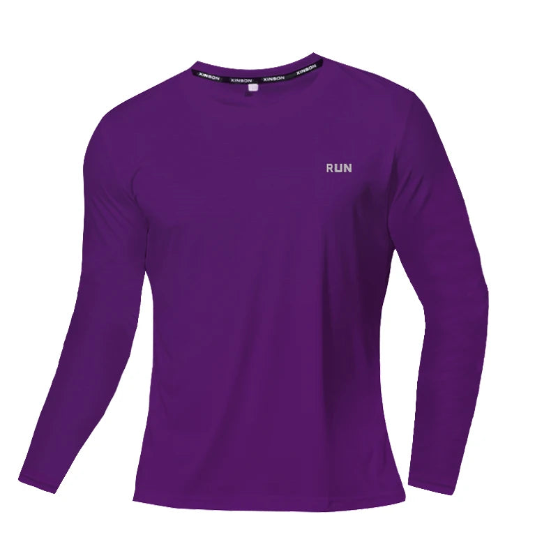 Summer Ice Silk Long Sleeve T-Shirt Men New Quick Dry Breathable Air Conditioning Outdoor Sun Protection Running Outer Wear