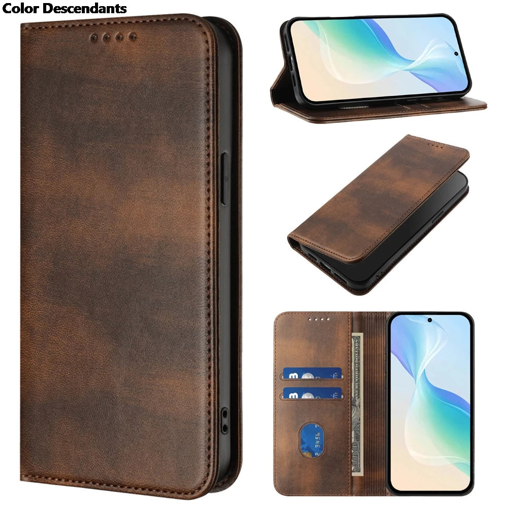 Vintage Leather Case For Xiaomi Poco M7 Pro 5g X7 F7 X3 NFC X5 X6 F5 F6 Pro F7 F8 Ultra Card Holder Flip Wallet Book Cover Funda