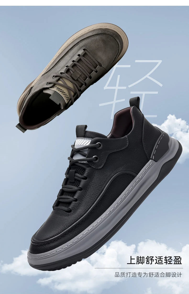 Sport Shoes Genuine Leather Men's Shoes  Brand Casual Shoes Lace up Mens Sneakers Italian Breathable Tenis  Skateboard Shoe