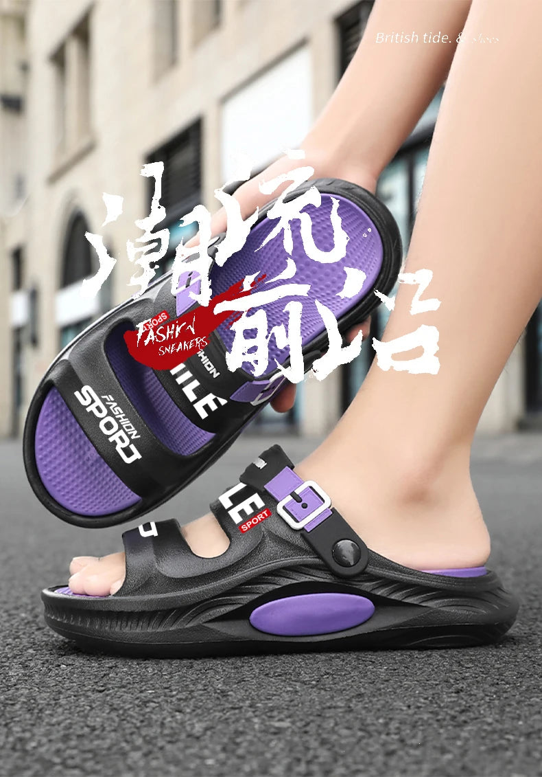 Fashion Trend Men's Shoes Flat Men's Sandals Summer 2025 Thick Soles Soft Comfortable Non-slip Beach Sandals Outdoor Slippers