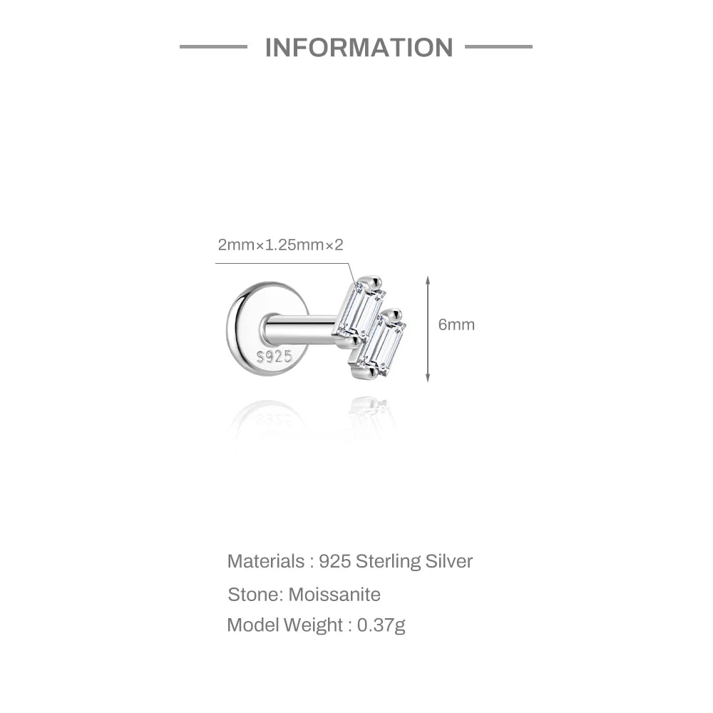 CANNER 1PC Flower Moissanite 925 Sterling Silver Piercing Ear Stud For Women Love Eight-pointed star Stud Earrings Fine Jewelry