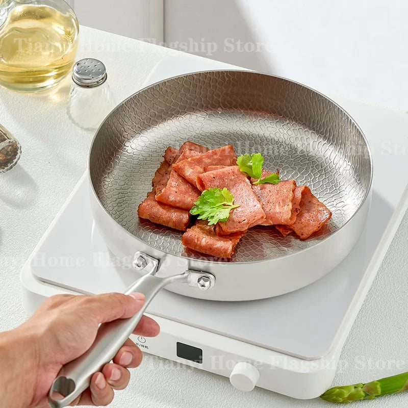Titanium Stainless Steel Non-Stick Frying Pan – Wok & Skillet for Eggs, Steak & Stir-Fry (20/24/28 cm