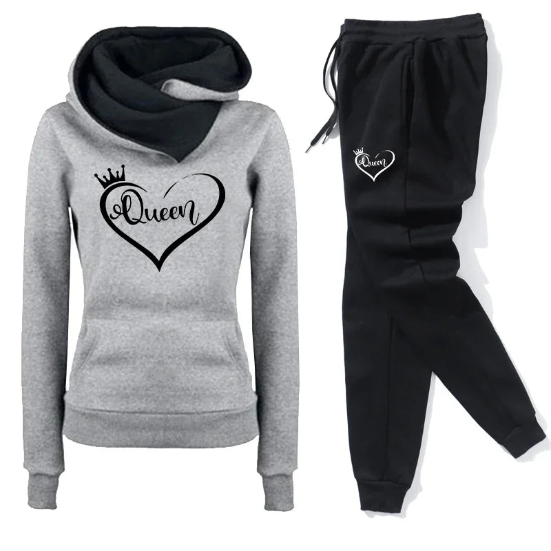 Women’s Hooded Tracksuit Set – Casual Long Sleeve Top & Jogger Pants Outfit