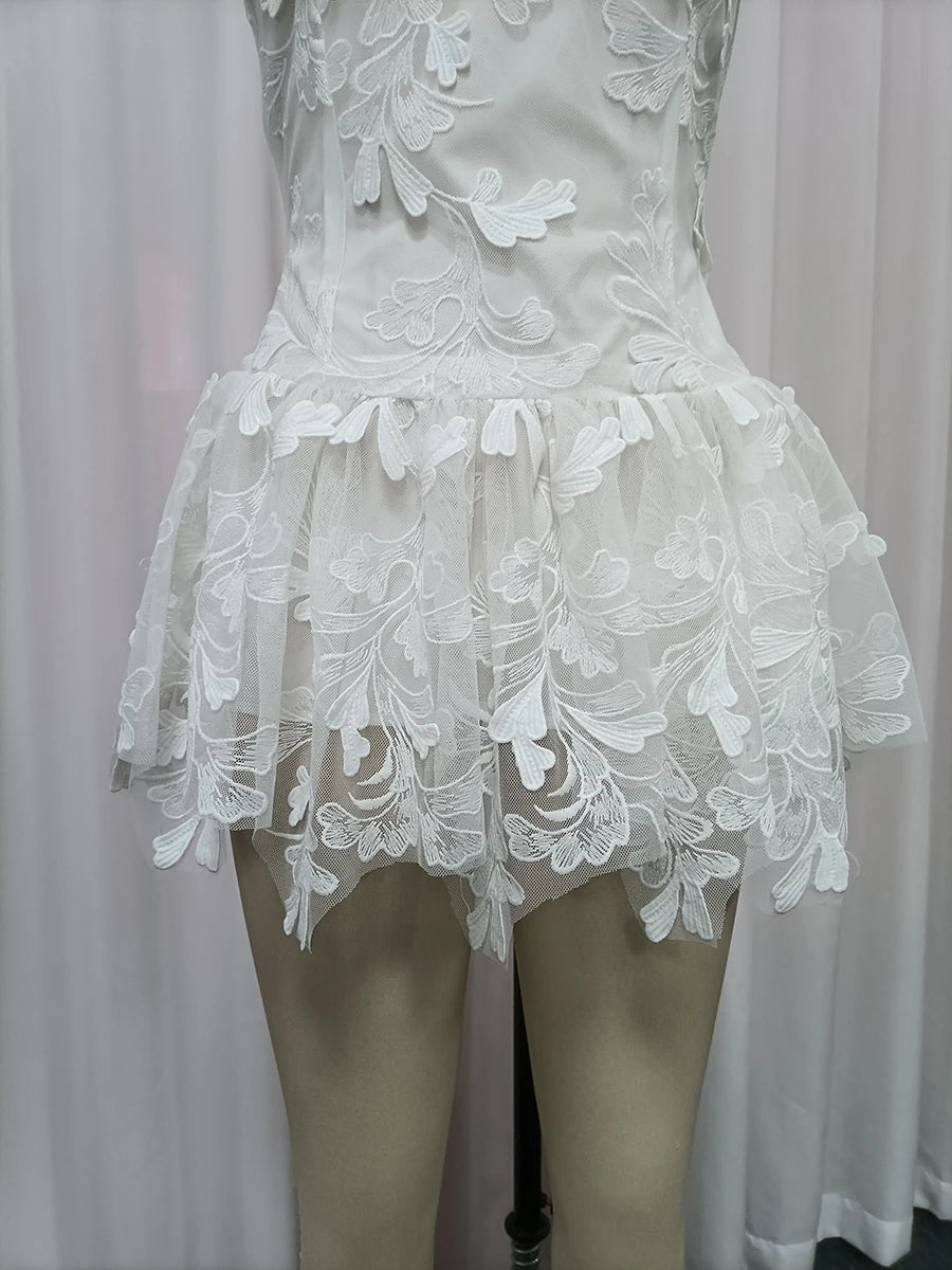 Dresses for Women Strapless Sleeveless High Waist Solid Mesh Mini Dress Female Fashion