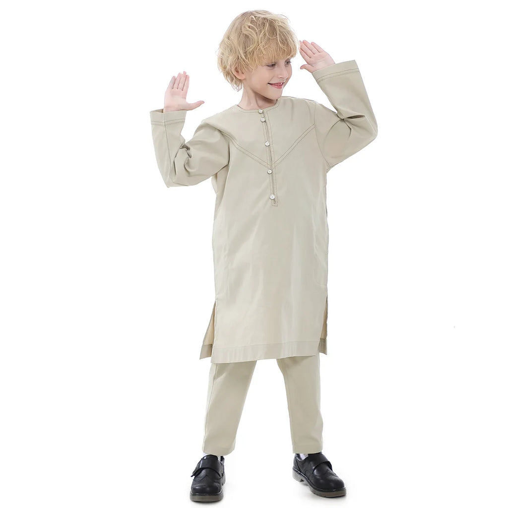 Boys Islamic Thobe – Kids Long Sleeve Traditional Robe