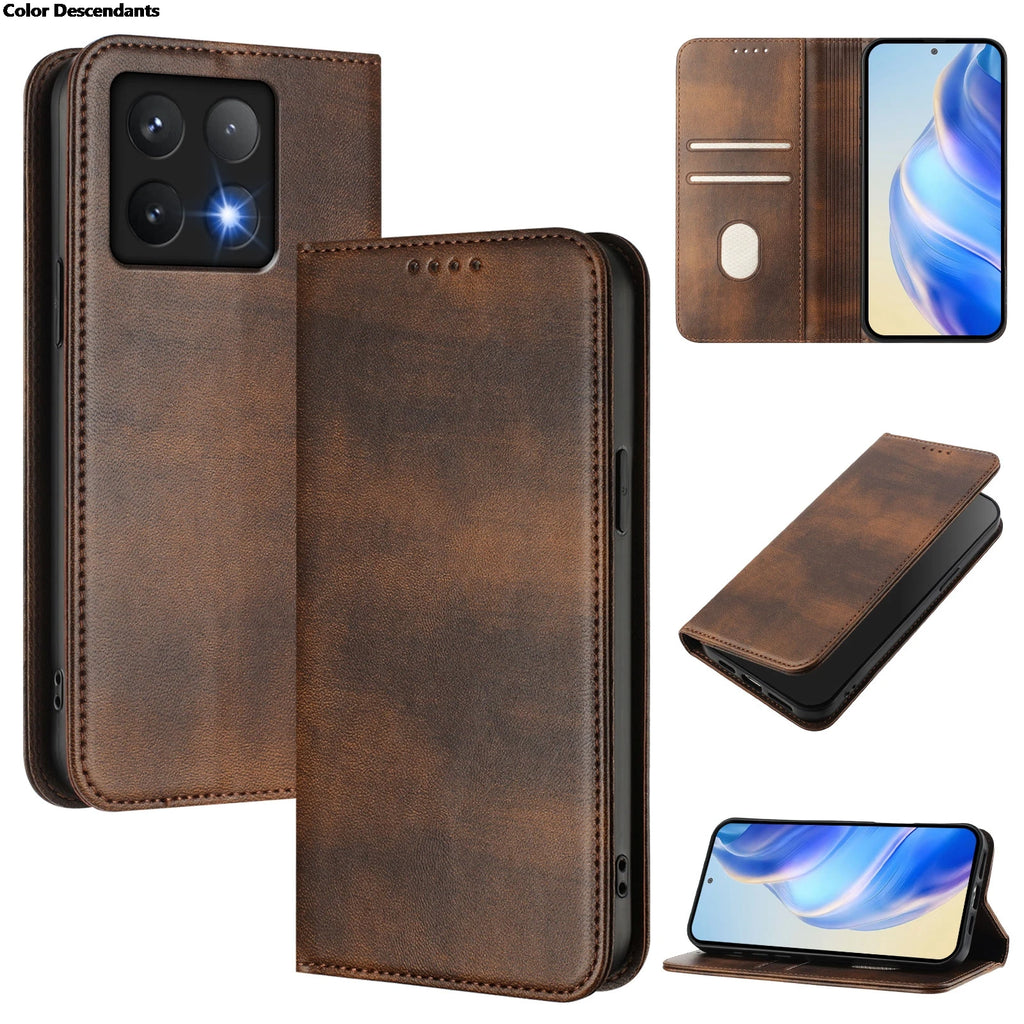 Vintage Leather Case For Xiaomi Poco M7 Pro 5g X7 F7 X3 NFC X5 X6 F5 F6 Pro F7 F8 Ultra Card Holder Flip Wallet Book Cover Funda