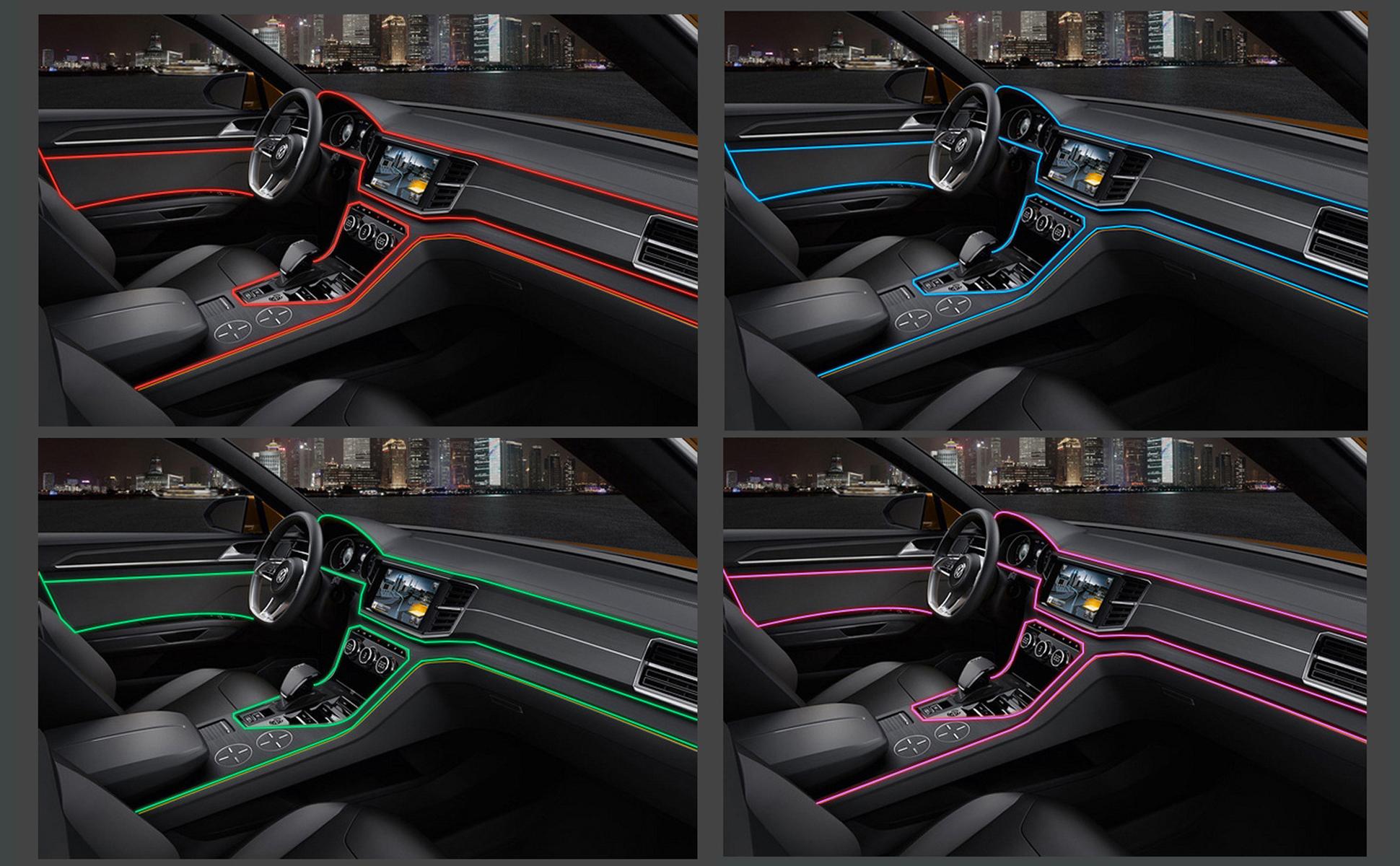 Car Interior Led Strip Light Neon EL Wiring Decorative Lamp For Auto Flexible Ambient Light USB Party Atmosphere